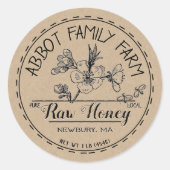 Kraft Apple Blossom Raw Local Honey Label Rustic (Voorkant)