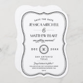 Kraft Art Deco Monogram Opslaan Datum Save The Date (Voorkant / Achterkant)