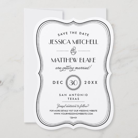 Kraft Art Deco Save the Date (Voorkant)