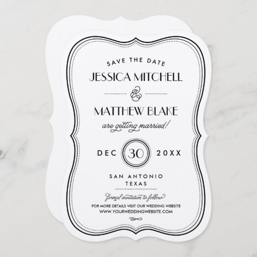 Kraft Art Deco Save the Date (Voorkant / Achterkant)