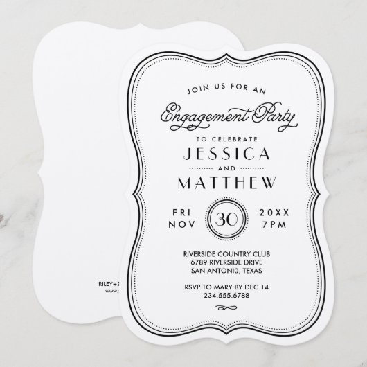  Kraft Art Deco Verlovingsfeest Kaart (Voorkant / Achterkant)