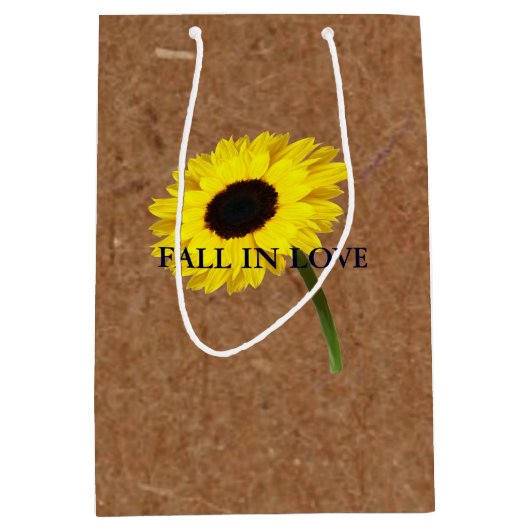 Kraft Autumn Bride Sunflower Party Gift Bag Medium Cadeauzakje (Voorkant)