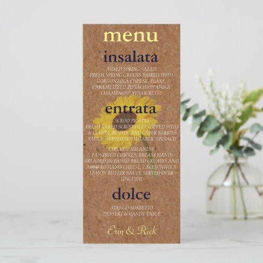 Kraft Autumn Bride Sunflower Shower Menu (Staand voorkant)