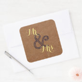Kraft Autumn Wedding Mr en Mrs Party Vierkante Sticker (Envelop)