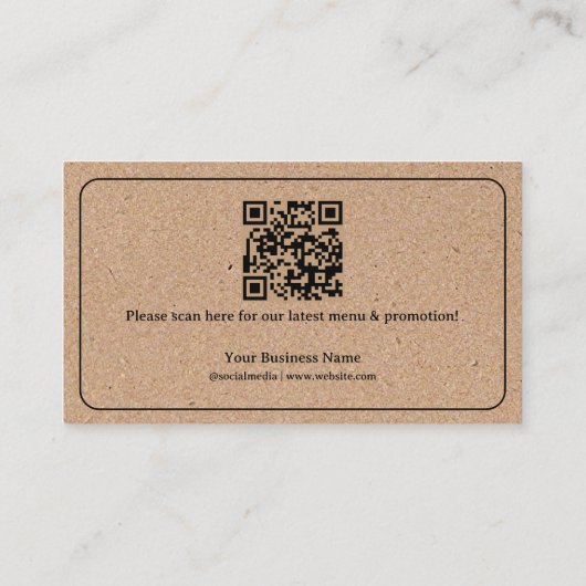 Kraft Background Coffee Cup QR Code Voeg je Logo t Klantenkaartje (Achterkant)