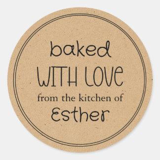 Kraft Baked with Love Ronde Sticker