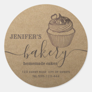Kraft bakkerij Zelfgemaakte cupcakes en snoep Ronde Sticker