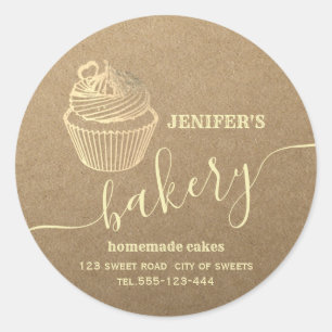Kraft bakkerij Zelfgemaakte cupcakes en snoep Ronde Sticker