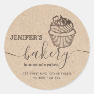 Kraft bakkerij Zelfgemaakte cupcakes en snoepjes C Ronde Sticker