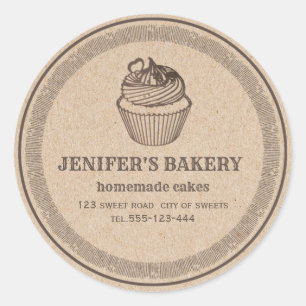 Kraft bakkerij Zelfgemaakte cupcakes en snoepjes C Ronde Sticker