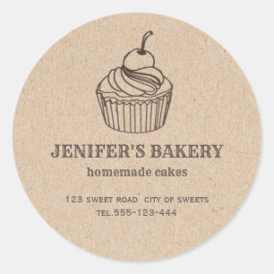 Kraft bakkerij Zelfgemaakte cupcakes en snoepjes C Ronde Sticker