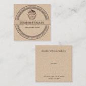 Kraft bakkerij Zelfgemaakte cupcakes en snoepjes C Vierkante Visitekaartje (Voorkant / Achterkant)