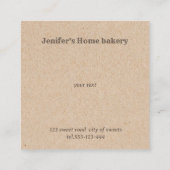 Kraft bakkerij Zelfgemaakte cupcakes en snoepjes C Vierkante Visitekaartje (Achterkant)