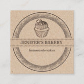 Kraft bakkerij Zelfgemaakte cupcakes en snoepjes C Vierkante Visitekaartje (Voorkant)
