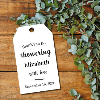 Kraft bedankkaart voor baby- of bruidsfeest cadeaulabel