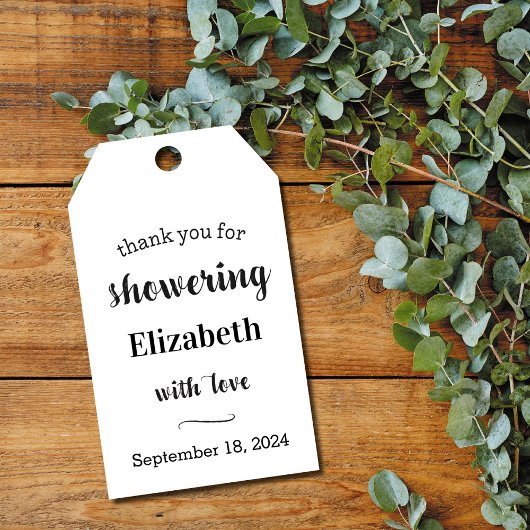 Kraft bedankkaart voor baby- of bruidsfeest cadeaulabel