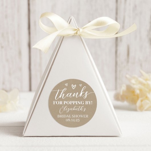 Kraft Bedankt voor het langskomen Bruids douche Po Ronde Sticker