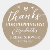 Kraft Bedankt voor het langskomen Bruidsfeest Popc Ronde Sticker (Voorkant)
