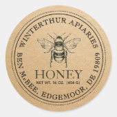 Kraft bee Honey Jar Label Darker Text (Voorkant)