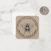 Kraft  Bee Honey Jar Label zonder punch-hole Notitiekaartje (Voorkant / Achterkant in situ)