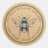 Kraft bee Honey Jar-labels Ronde Sticker (Voorkant)