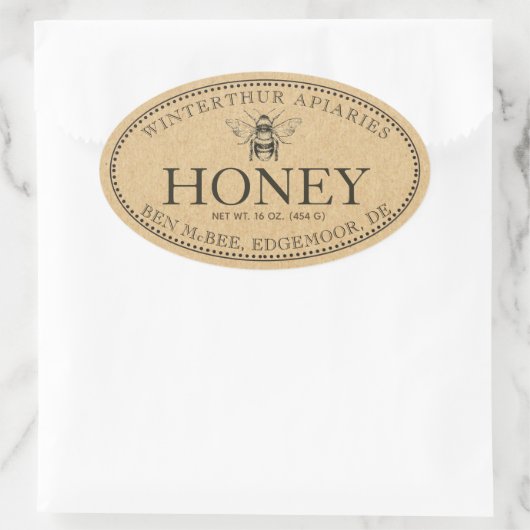 KRAFT  BEE OVAL HONEY LABEL (Tas)