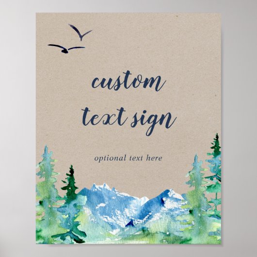 Kraft Berg Kaarten & Cadeaus Aangepaste Tekst Bord Poster (Voorkant)