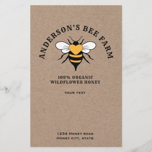 Kraft  bijenhoningontwerp. flyer (Voorkant)