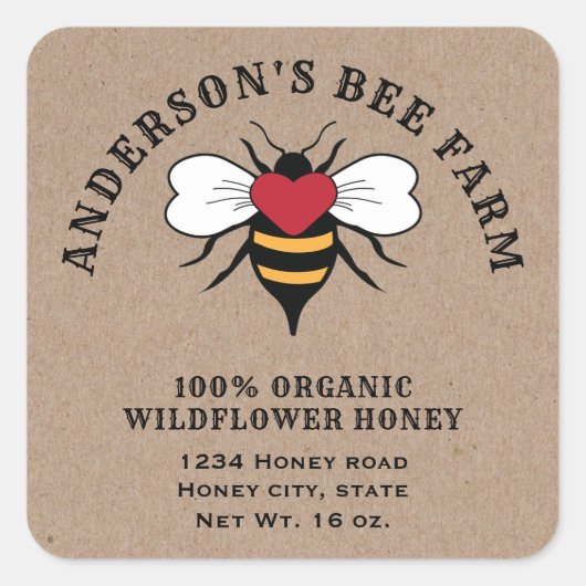 Kraft bijenhoningpot klassieke ronde sticker (Voorkant)