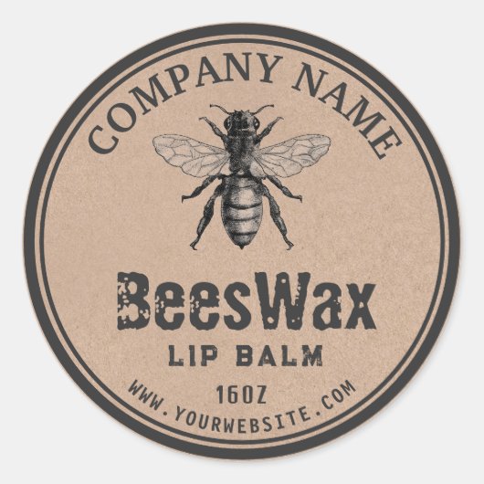 Kraft Bijenwas Label |Biet Logo (Voorkant)