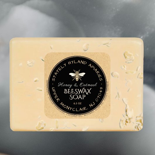Kraft & Black Handgeschreven Bijenwas Zeep Label