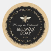 Kraft & Black Handgeschreven Bijenwaszeep Label (Voorkant)