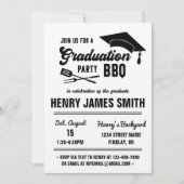 Kraft Black Modern BBQ Graduation Party Invitation Kaart (Voorkant)