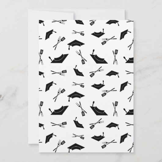 Kraft Black Modern BBQ Graduation Party Invitation Kaart (Achterkant)