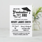 Kraft Black Modern BBQ Graduation Party Invitation Kaart (Staand voorkant)