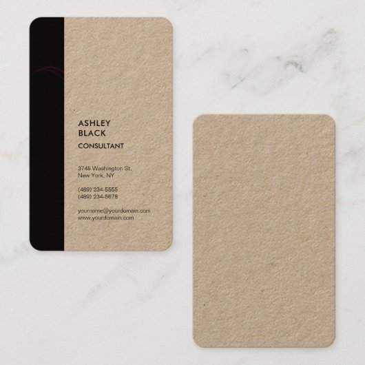 Kraft Black Stripe Minimalistische Moderne Stijl E Visitekaartje (Voorkant / Achterkant)