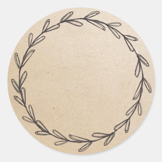 Kraft Blank Hand Drawn Wreath Jar Ronde Sticker (Voorkant)