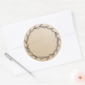 Kraft Blank Hand Drawn Wreath Jar Ronde Sticker (Envelop)