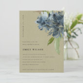 KRAFT BLAUW GROEN GOUD FLORALE BRUIDSSHOWER UITNOD BEDANKKAART (Staand voorkant)