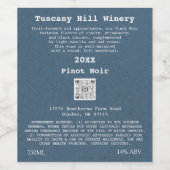 Kraft Blue Effect Modern QR-code LOGO Beschrijving Wijn Etiket (Enkel label)