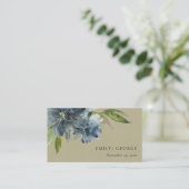 KRAFT BLUE GREEN GOLD FLORAL WEDDING WEBSITE VISITEKAARTJE (Staand voorkant)