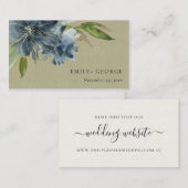KRAFT BLUE GREEN GOLD FLORAL WEDDING WEBSITE VISITEKAARTJE (Voorkant / Achterkant)