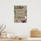 KRAFT BLUSH BURGUNDY FLORAL BABY SHOWER WELCOME POSTER (Keuken)