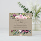 KRAFT BLUSH BURGUNDY FLORAL BUNCH BABY SHOWER KAART (Staand voorkant)