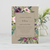 KRAFT BLUSH BURGUNDY FLORAL BUNCH COUPLE SHOWER KAART (Staand voorkant)