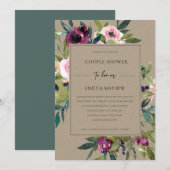 KRAFT BLUSH BURGUNDY FLORAL BUNCH COUPLE SHOWER KAART (Voorkant / Achterkant)