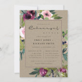 KRAFT BLUSH BURGUNDY FLORAL BUNCH REHEARSAL DINNER KAART (Voorkant)