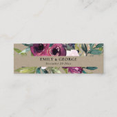 KRAFT BLUSH BURGUNDY FLORAL BUNCH WEDDING WEBSITE MINI VISITEKAARTJE (Voorkant)