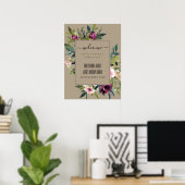 KRAFT BLUSH BURGUNDY FLORAL BUNCH WEDDING WELCOME POSTER (Thuiskantoor)