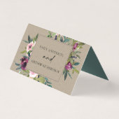 KRAFT BLUSH BURGUNDY FLORAL WEDDING PLACE CARDS KAART (Achterkant)